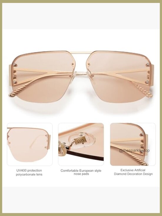 Metal Frame Aviator Sunglasses UV400 Protection Retro Style main image 2